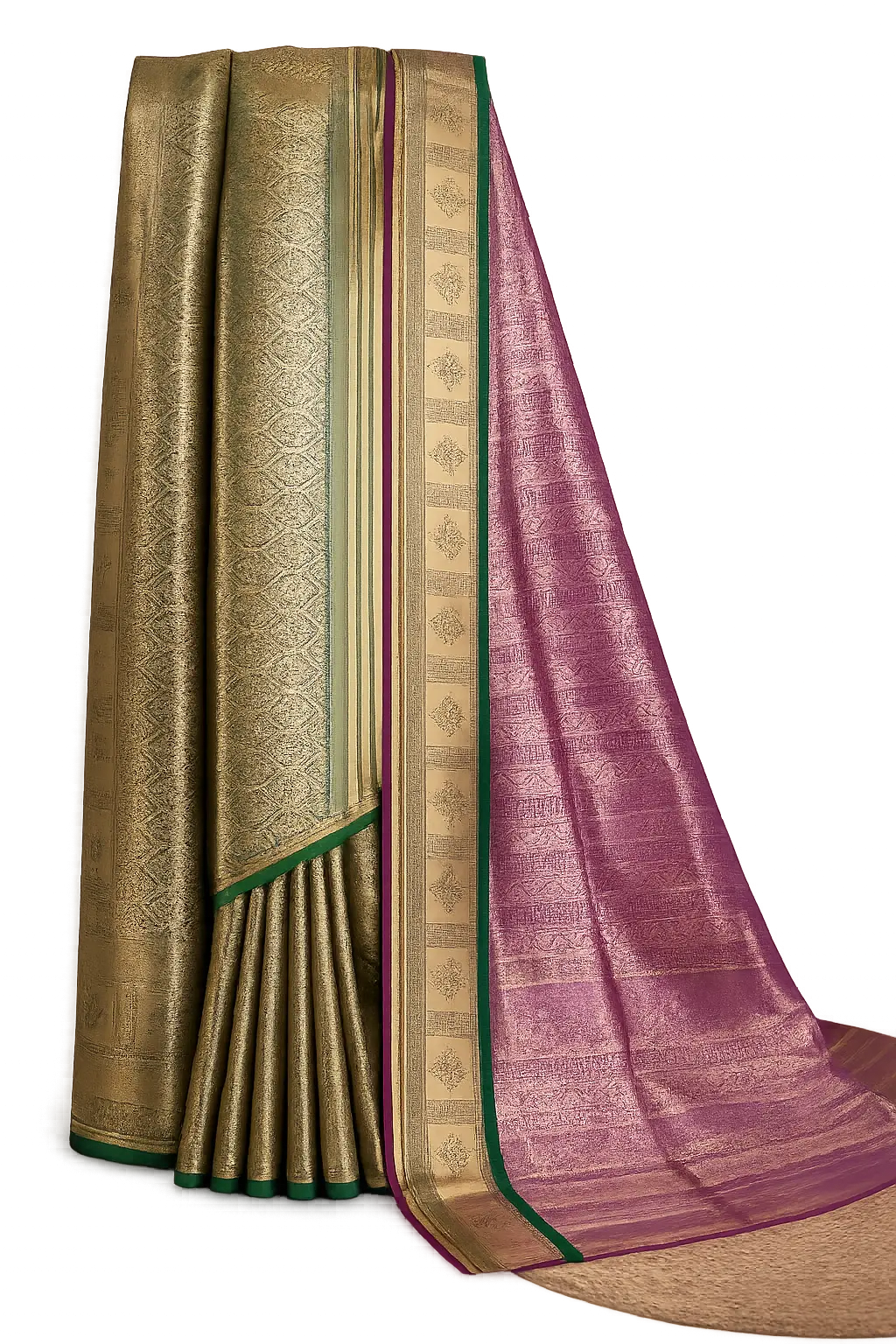 Olive Green &  Silk Saree