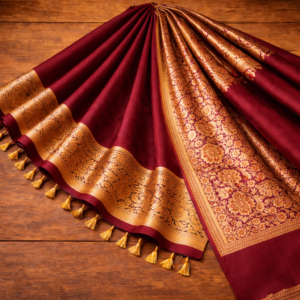 Maroon Zariwork Soft Silk Saree